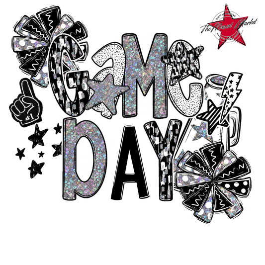 Cheer Game Day Scrape-Black & White