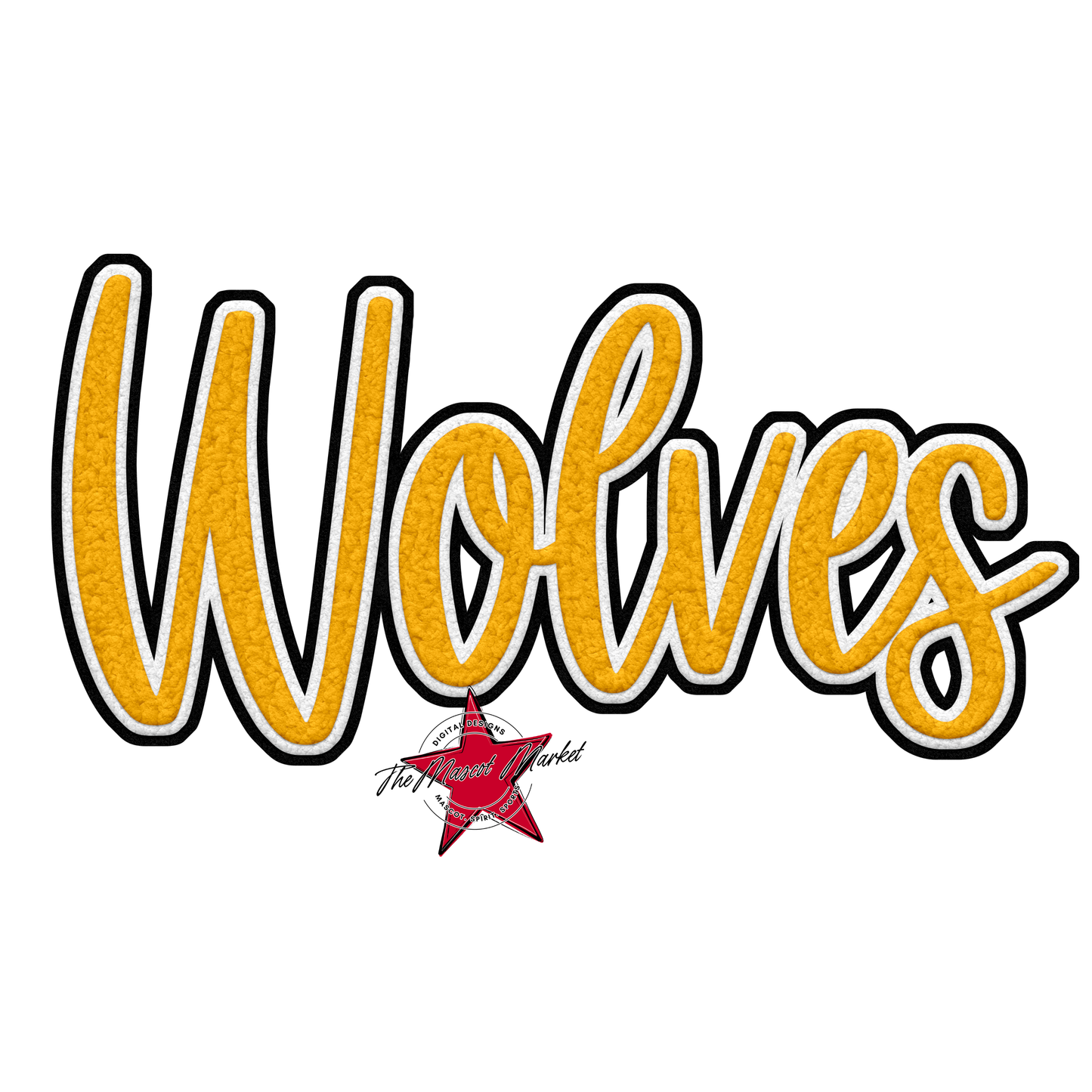 Wolves Faux Chenille Patch-Yellow