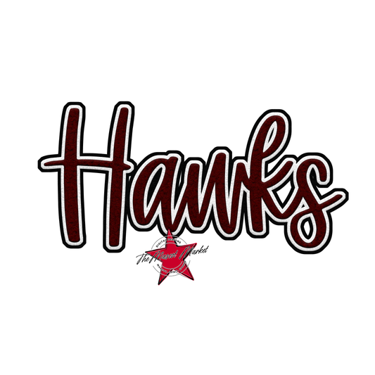 Hawks Faux Chenille Patch-Maroon