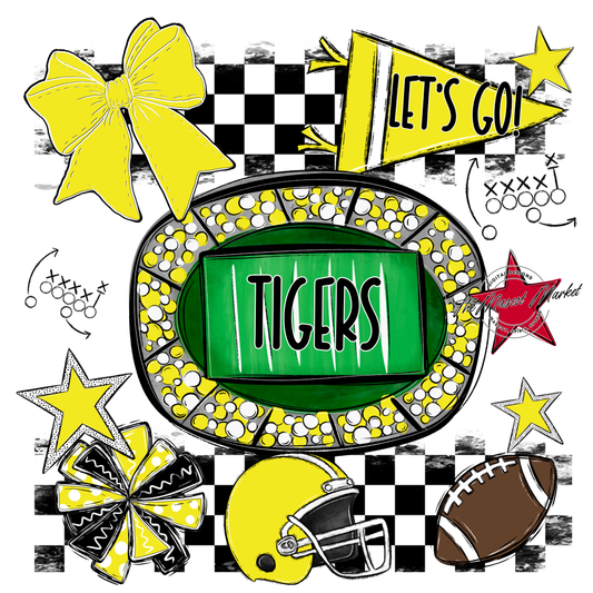 Tigers Checkers Spirit Design-Bright Yellow