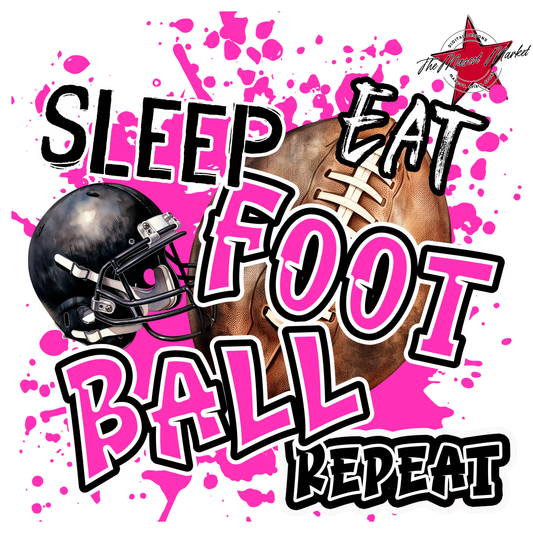 Eat Sleep Football Repeat-Pink