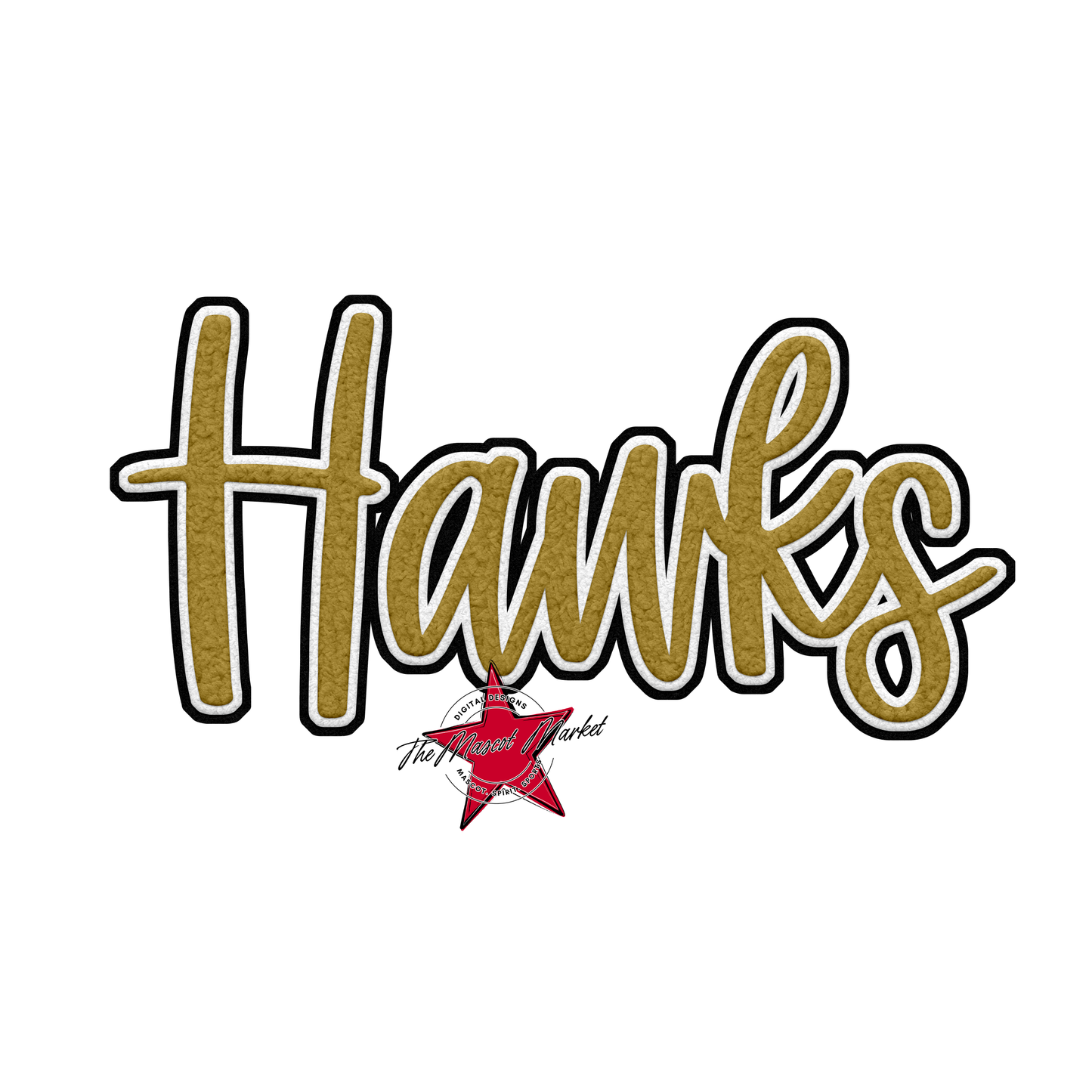 Hawks Faux Chenille Patch-Gold