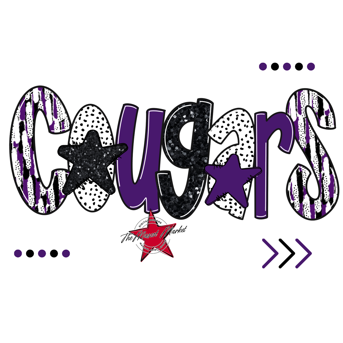 Cougars Brushstroke Alpha w Arrows-Purple