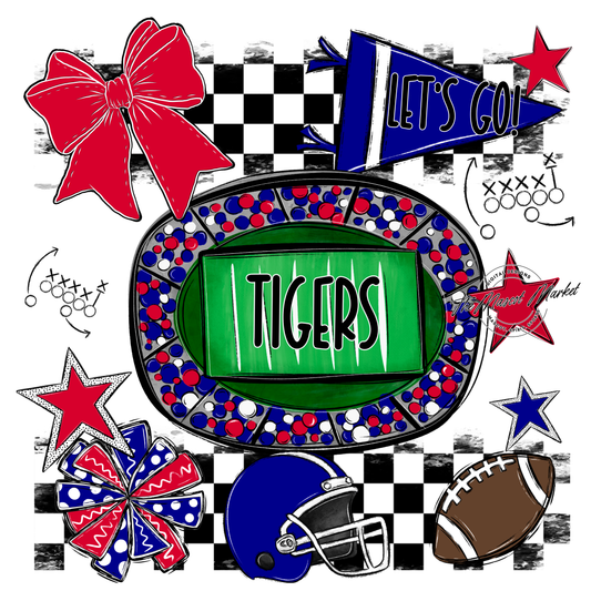 Tigers Checkers Spirit Design-Blue-Red