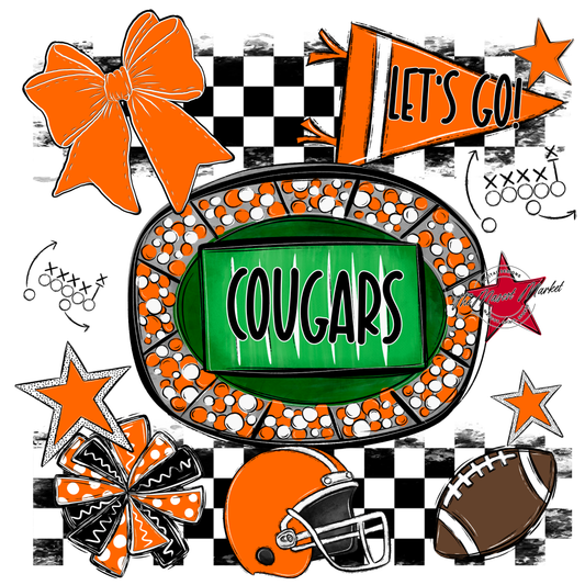 Cougars Checkers Spirit Design-Orange