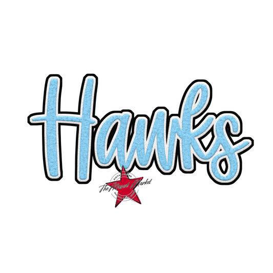 Hawks Faux Chenille Patch-Columbia Blue