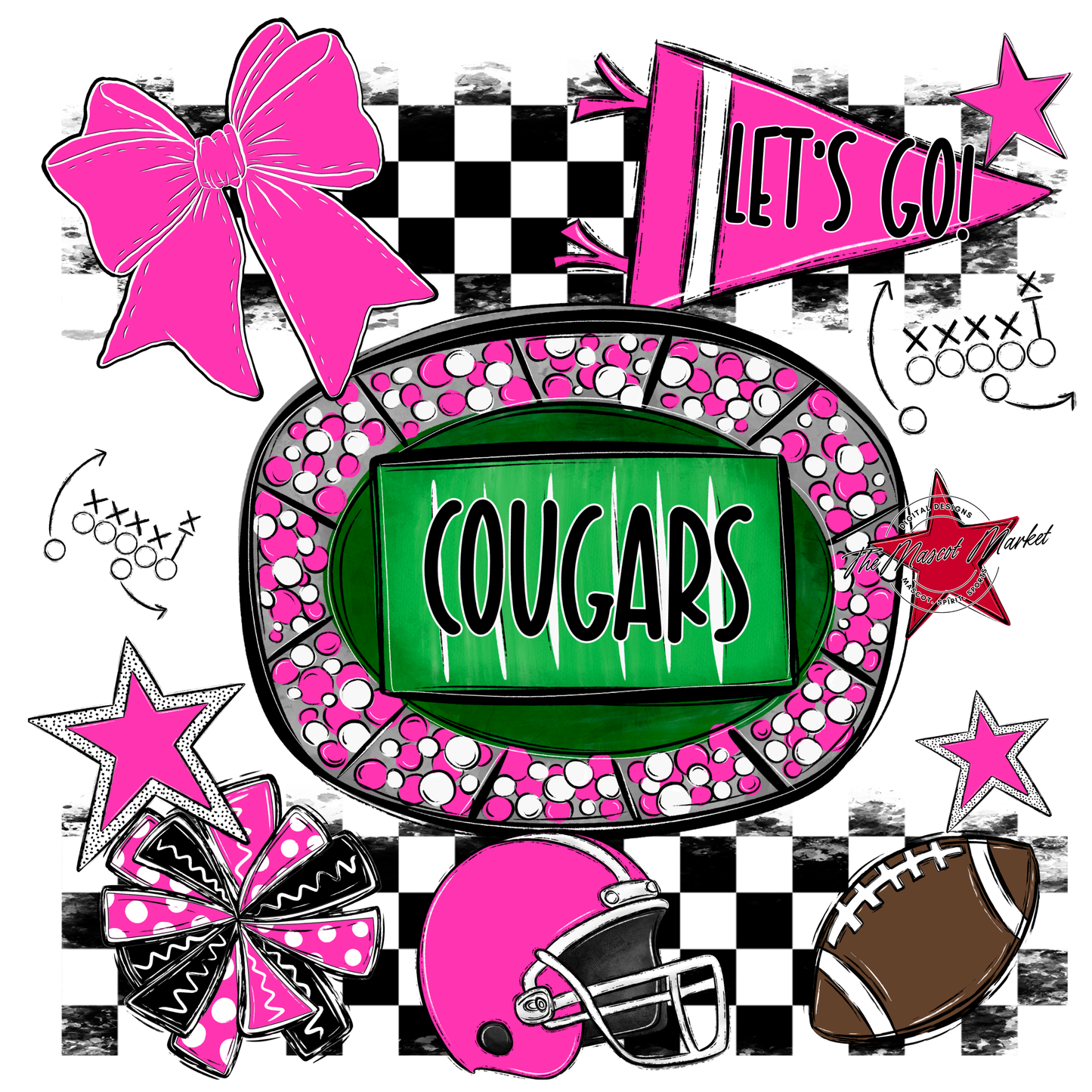 Cougars Checkers Spirit Design-Pink