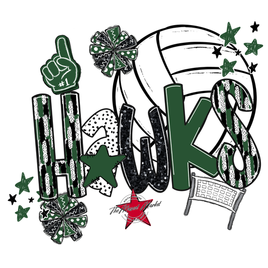 Hawks Volleyball Scrape-Green