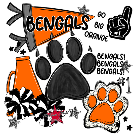 Bengals Mascot Spirit Design 2-Orange