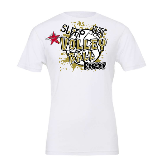 Eat Sleep Volleyball Repeat Design-Gold