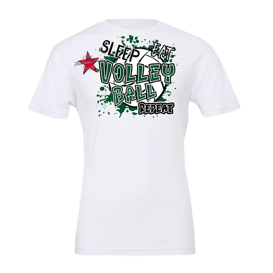Eat Sleep Volleyball Repeat Design-Green