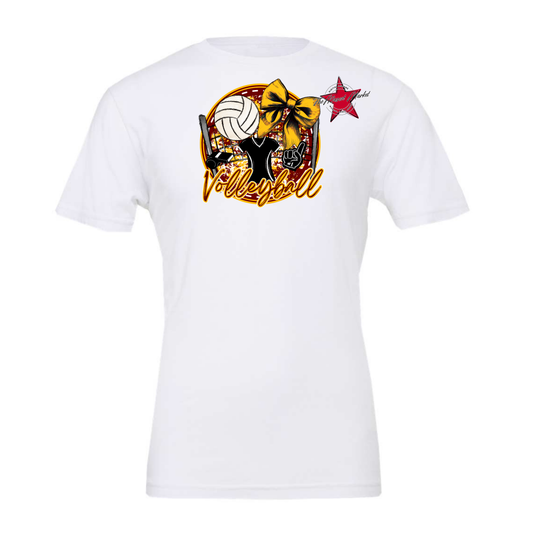 Circle Volleyball Design-Maroon-Yellow