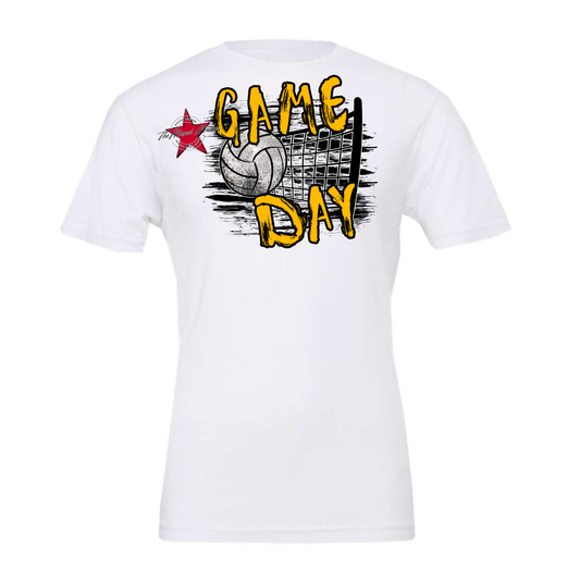 Volleyball Game Day w Net-Yellow