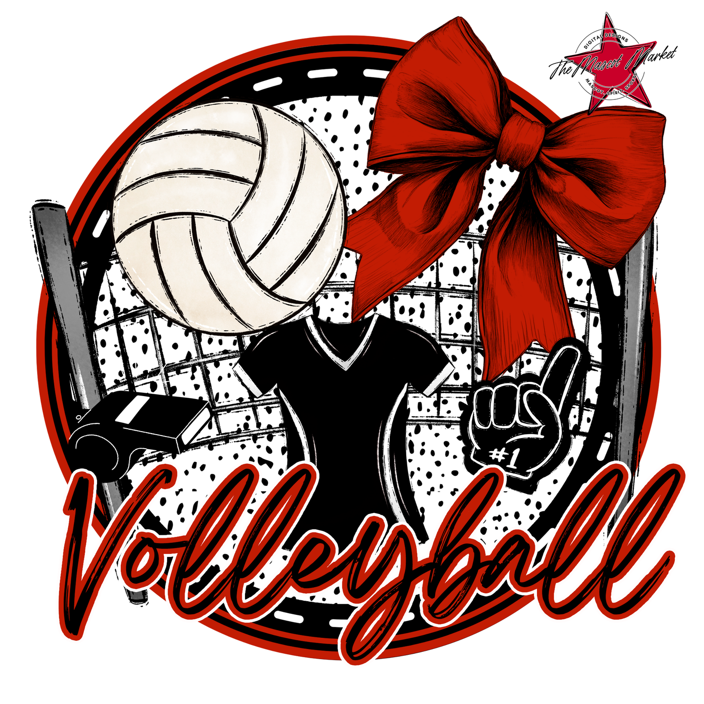 Circle Volleyball Design-Red