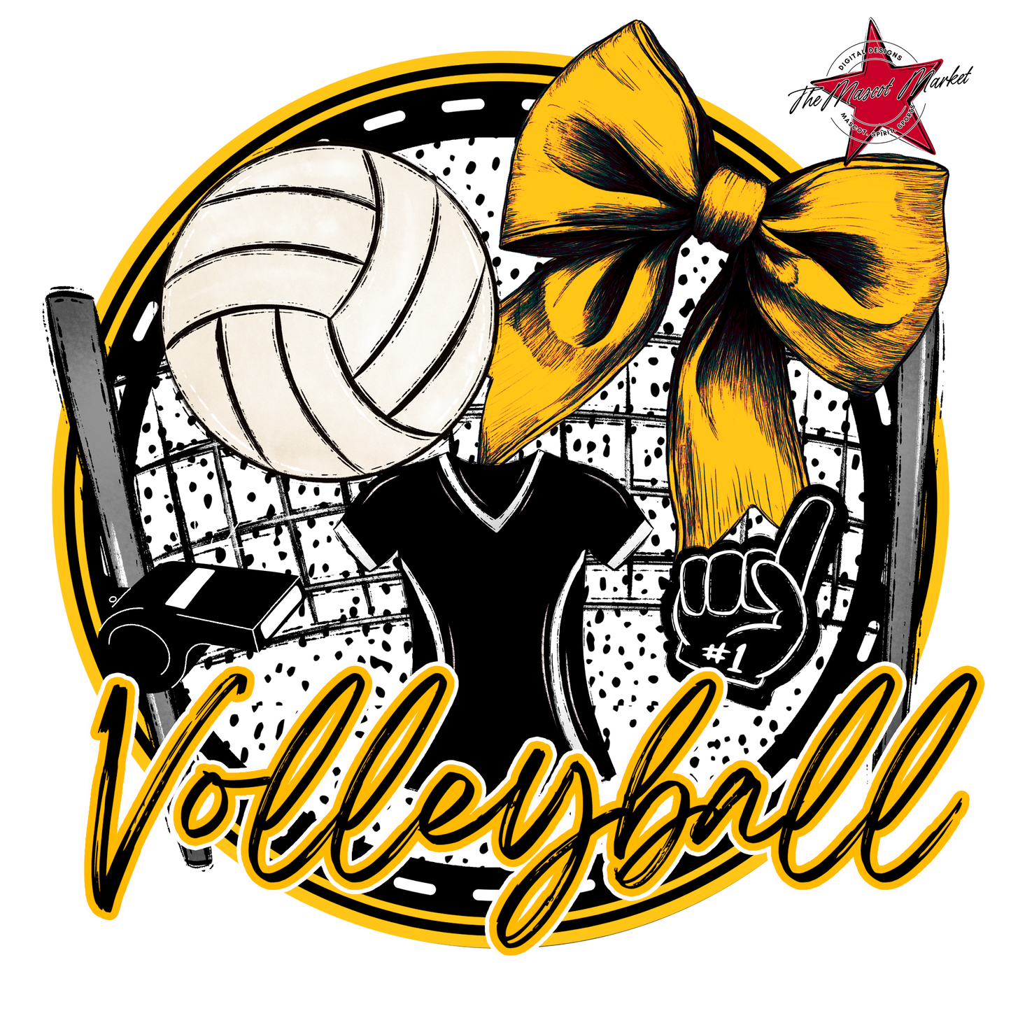 Circle Volleyball Design-Yellow