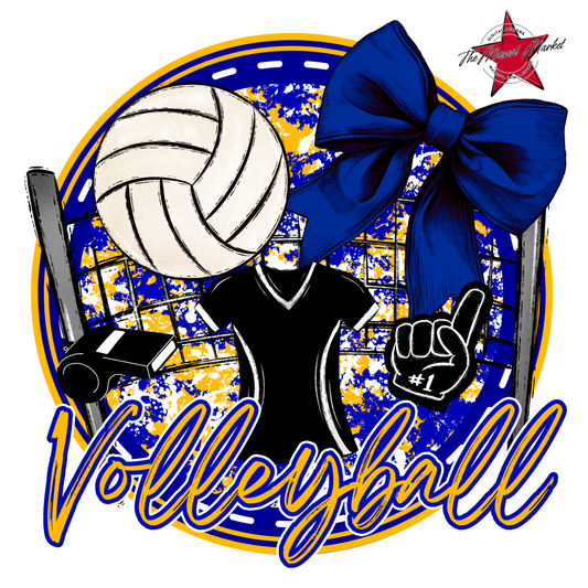 Circle Volleyball Design-Blue-Yellow