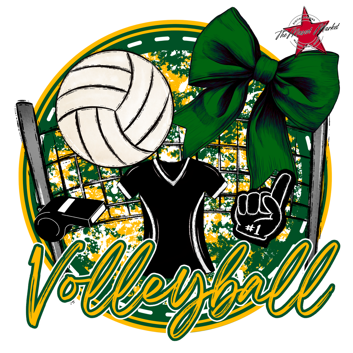 Circle Volleyball Design-Green-Yellow