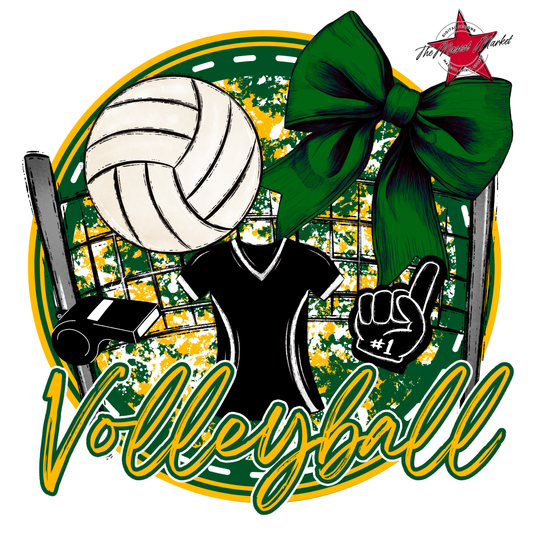 Circle Volleyball Design-Green-Yellow