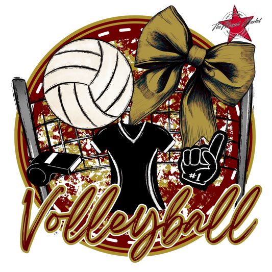 Circle Volleyball Design-Maroon-Gold