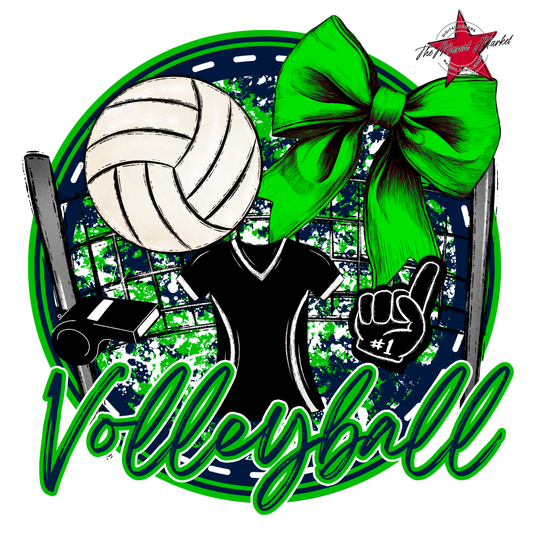 Circle Volleyball Design-Navy-Bright Green