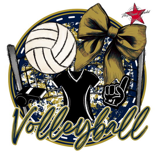 Circle Volleyball Design-Navy-Gold
