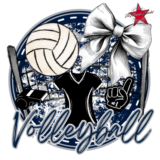 Circle Volleyball Design-Navy-Grey