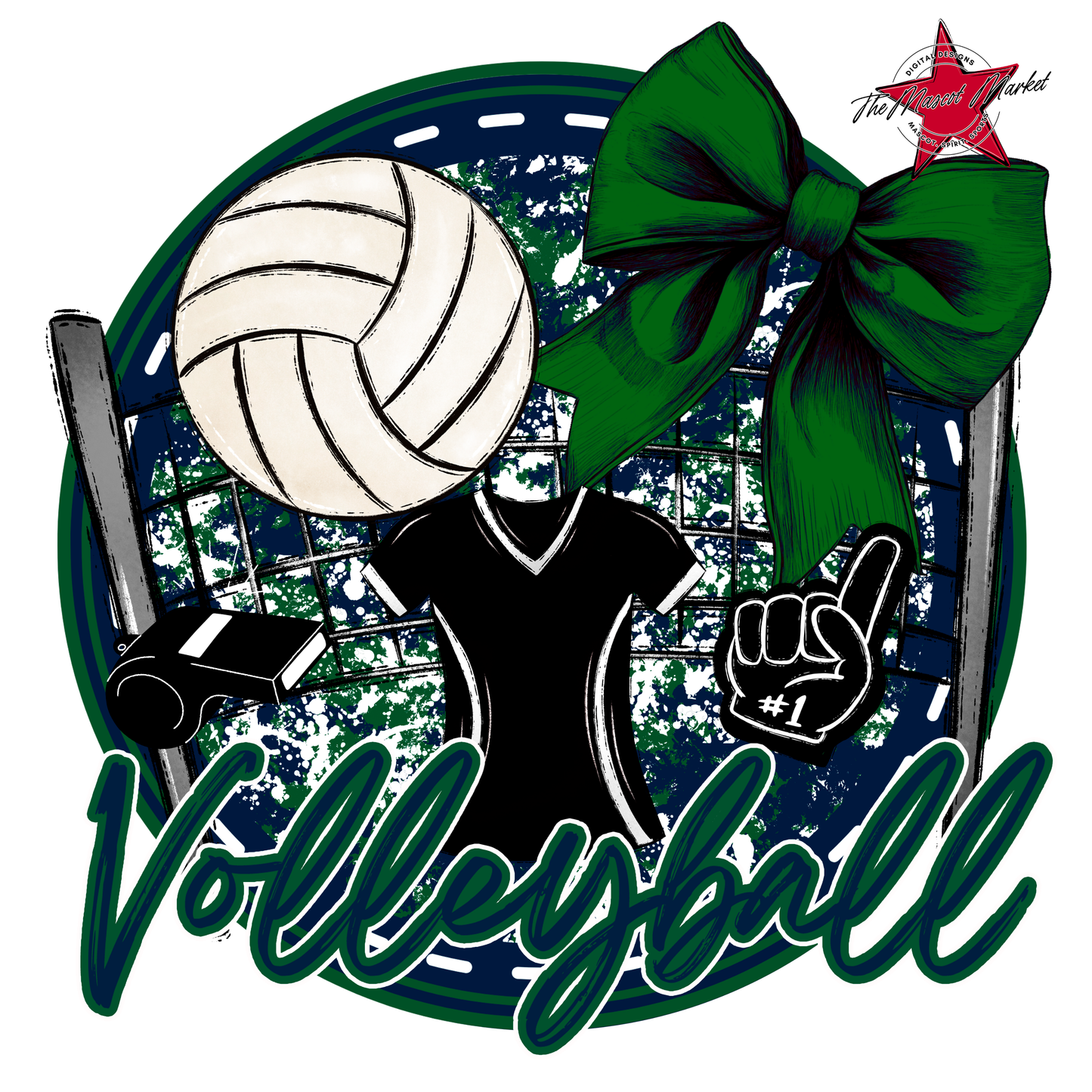 Circle Volleyball Design-Navy-Green