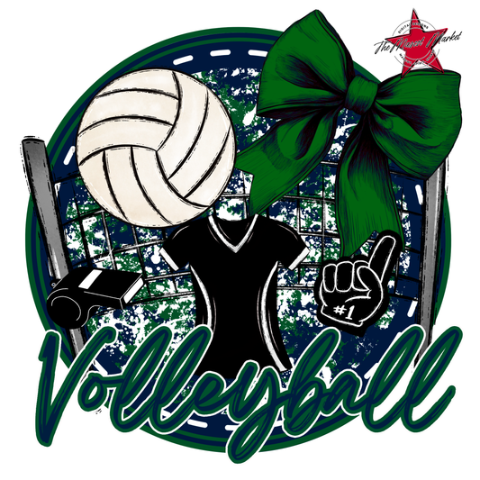 Circle Volleyball Design-Navy-Green