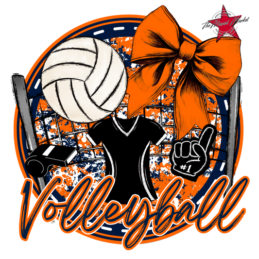 Circle Volleyball Design-Navy-Orange