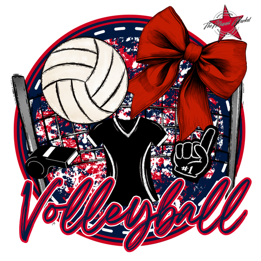 Circle Volleyball Design-Navy-Red