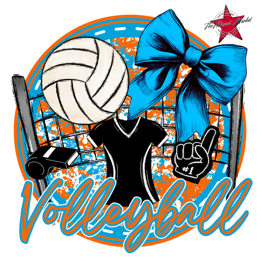 Circle Volleyball Design-Carolina Blue-Orange