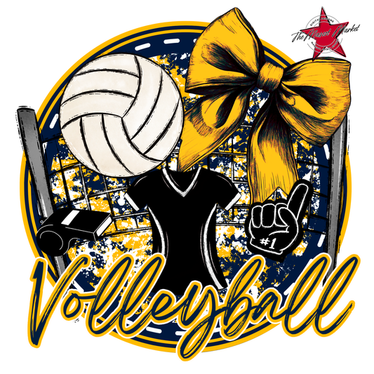 Circle Volleyball Design-Navy-Yellow