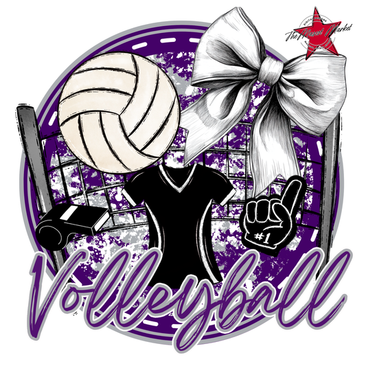 Circle Volleyball Design-Purple-Grey
