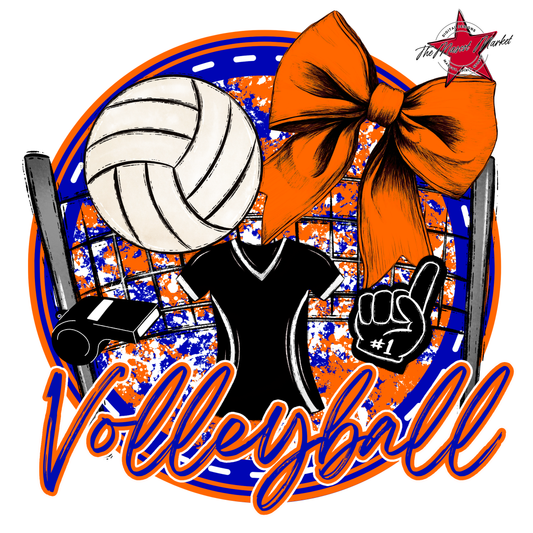 Circle Volleyball Design-Blue-Orange