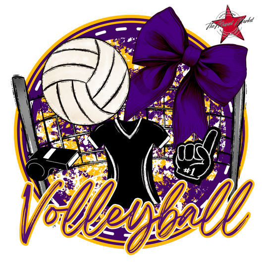 Circle Volleyball Design-Purple-Yellow
