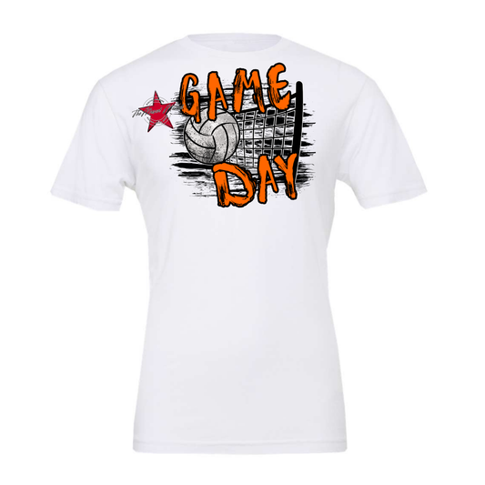 Volleyball Game Day w Net-Orange