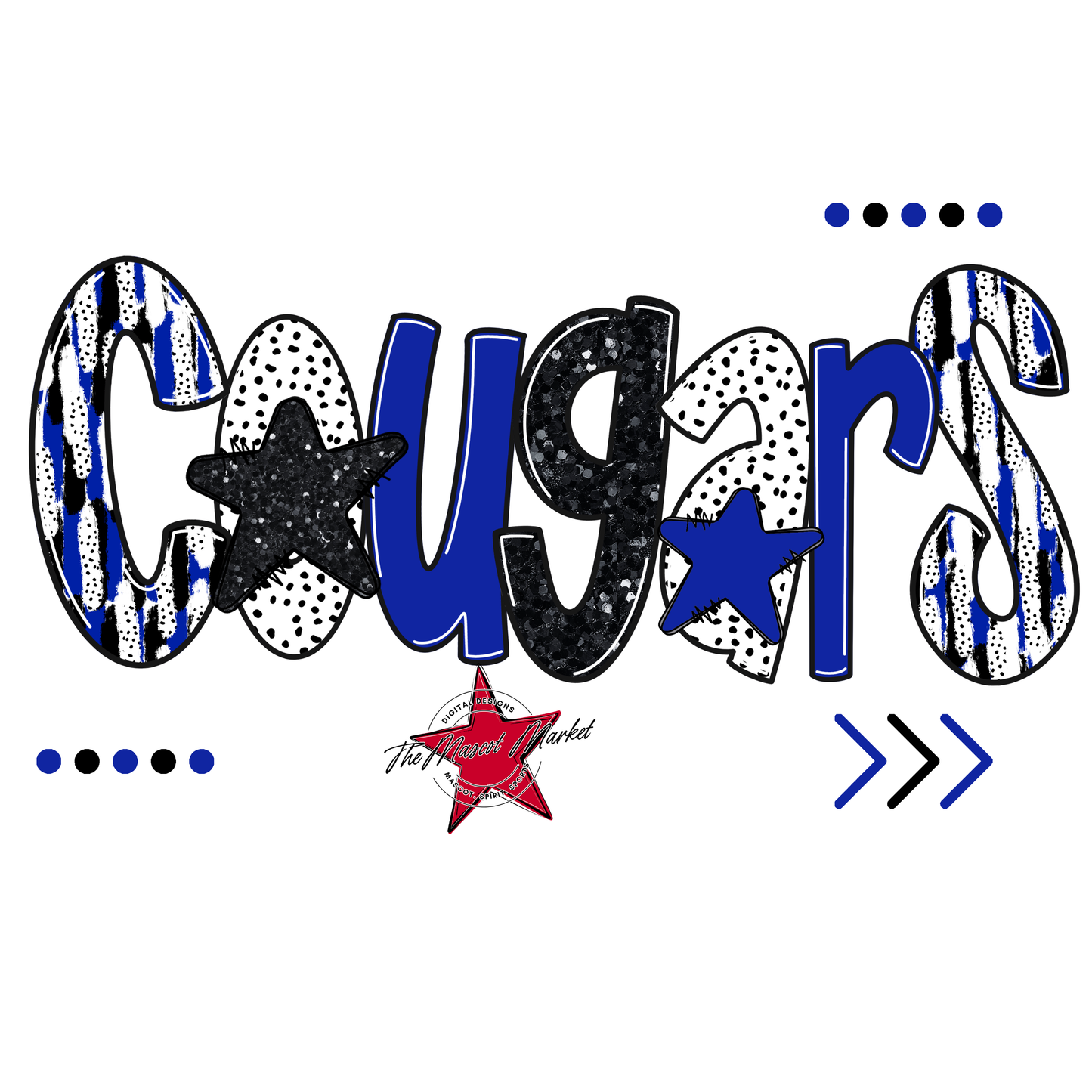 Cougars Brushstroke Alpha w Arrows-Royal Blue