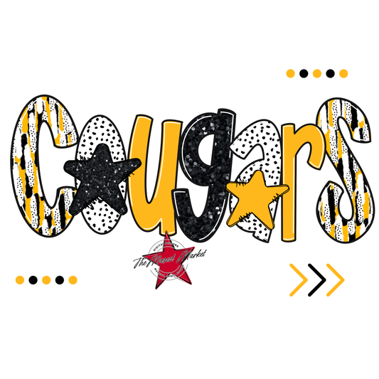 Cougars Brushstroke Alpha w Arrows-Yellow