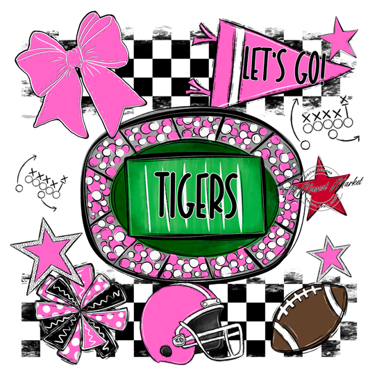 Tigers Checkers Spirit Design-Baby Pink