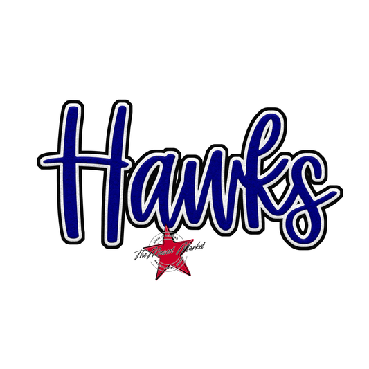 Hawks Faux Chenille Patch-Blue