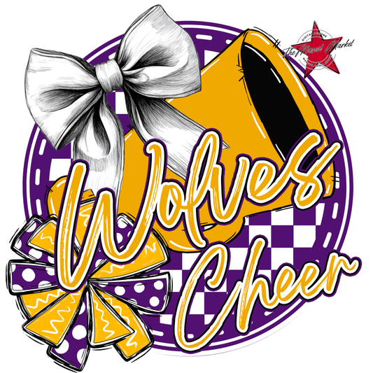 Wolves Circle Cheer Design-Purple-Yellow