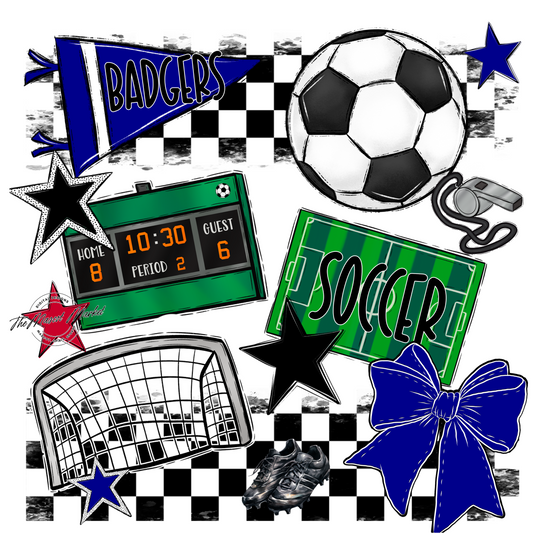 Badgers Soccer Checkers Design-Blue