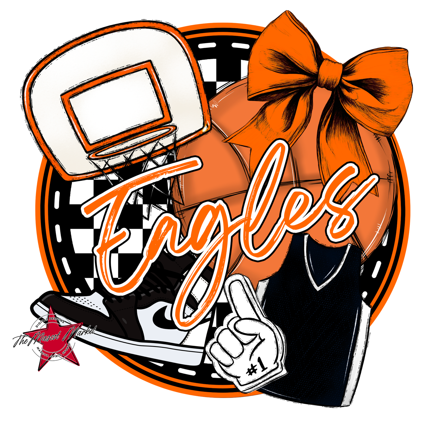 Eagles Circle Basketball Design-Orange