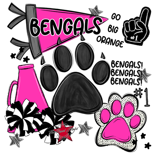 Bengals Mascot Spirit Design 2-Pink