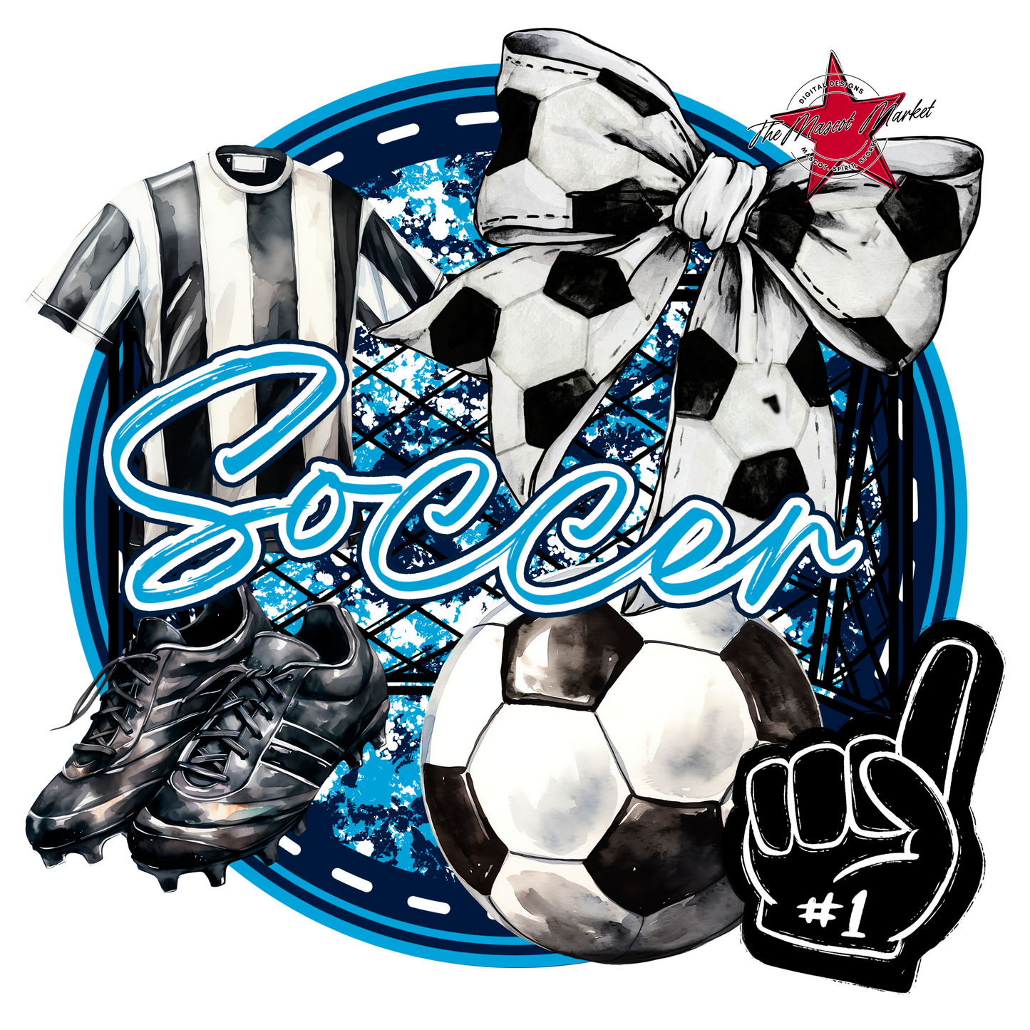 Circle Soccer Design-Navy-Carolina Blue