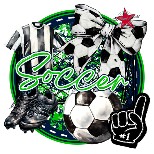 Circle Soccer Design-Navy-Bright Green