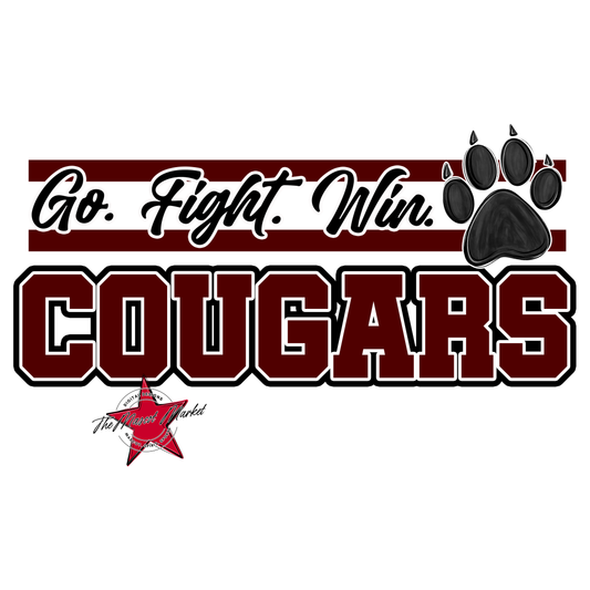 Cougars Go Fight Win Mascot Lines-Maroon