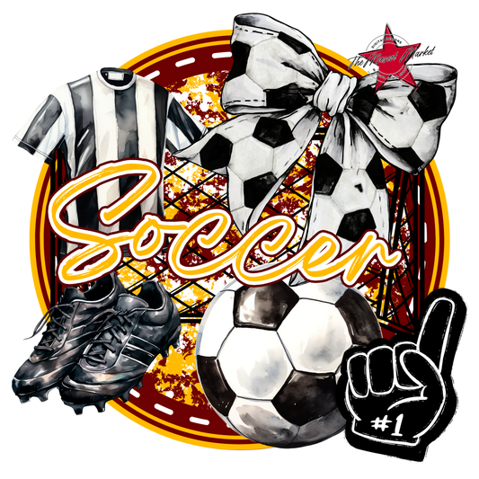 Circle Soccer Design-Maroon-Yellow