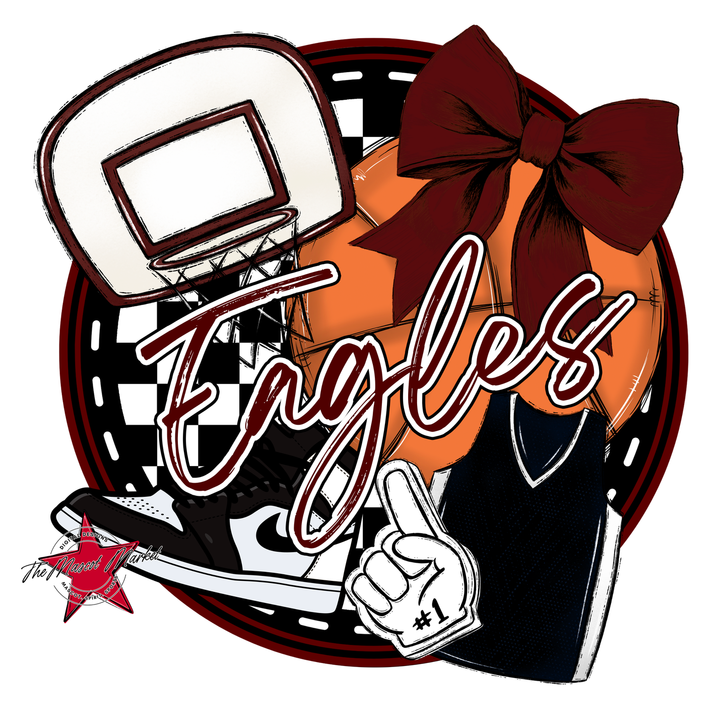 Eagles Circle Basketball Design-Maroon