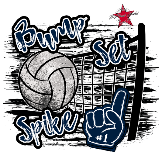 Volleyball Sequins w Net-Navy